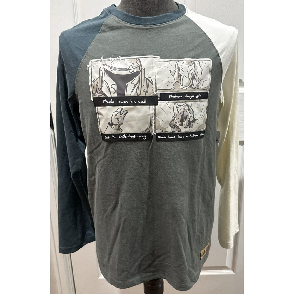 Disney Star Wars Long Sleeve Shirt Unisex Medium Gray NWT Mando Grogu Mudhorn